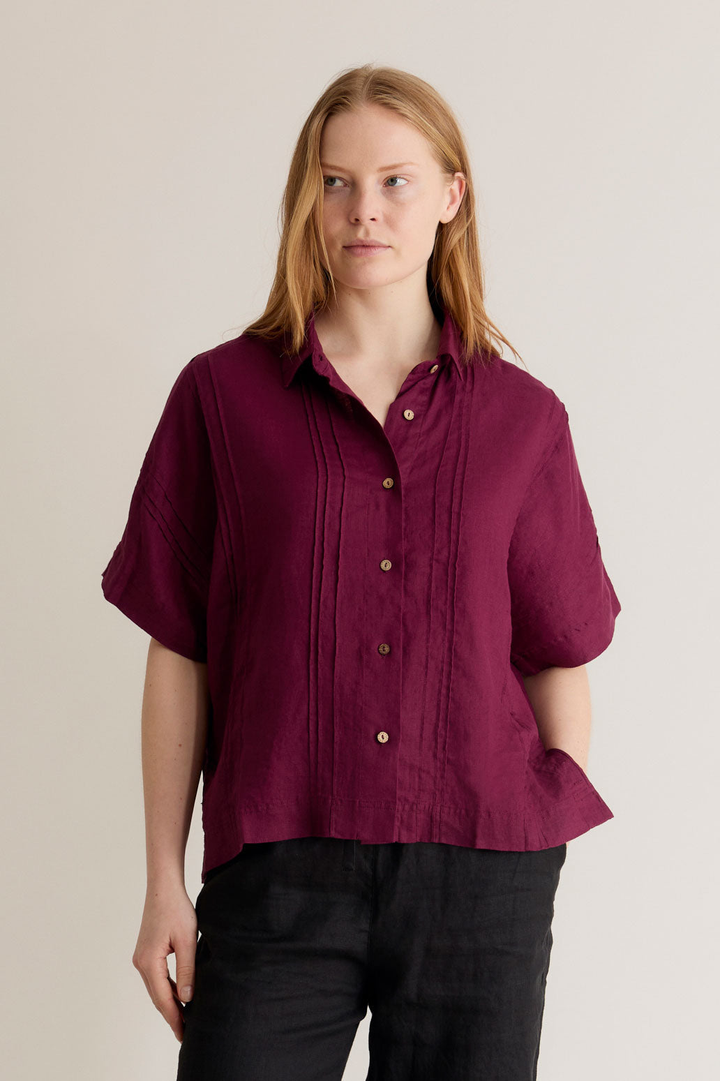 KIMONO - Linen Shirt Berry