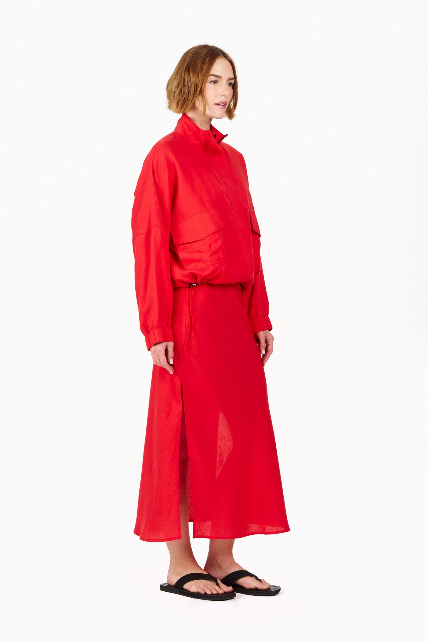 RAY Tencel Linen Skirt - Coral