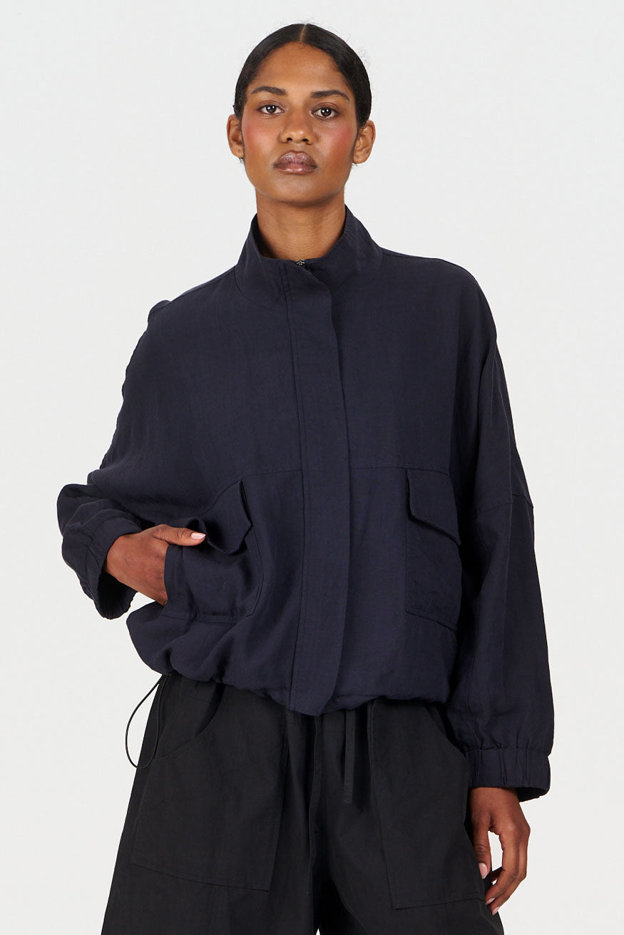 KOKO Tencel Linen Jacket - Navy
