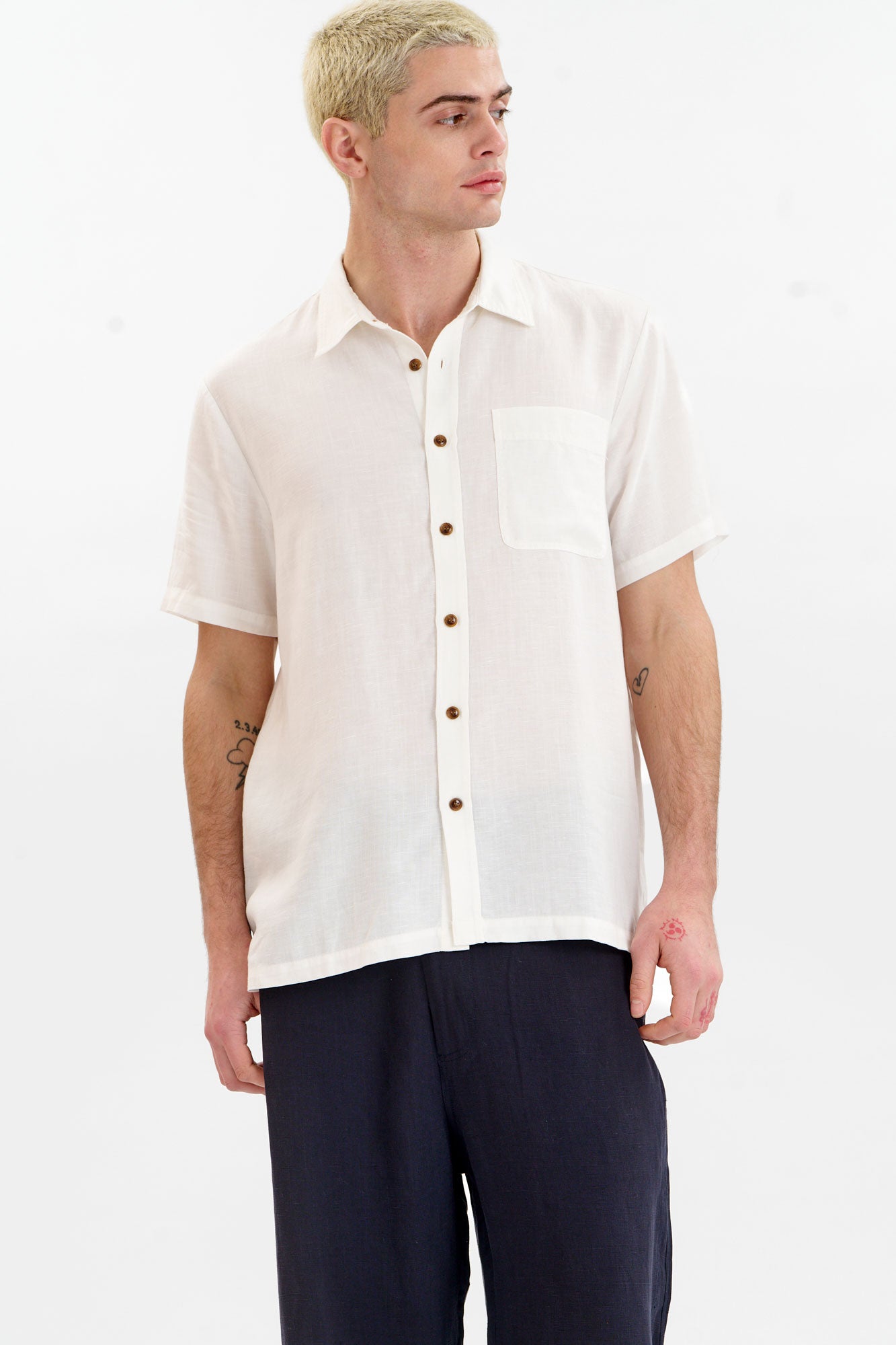 LOYLE Tencel Linen Shirt - White