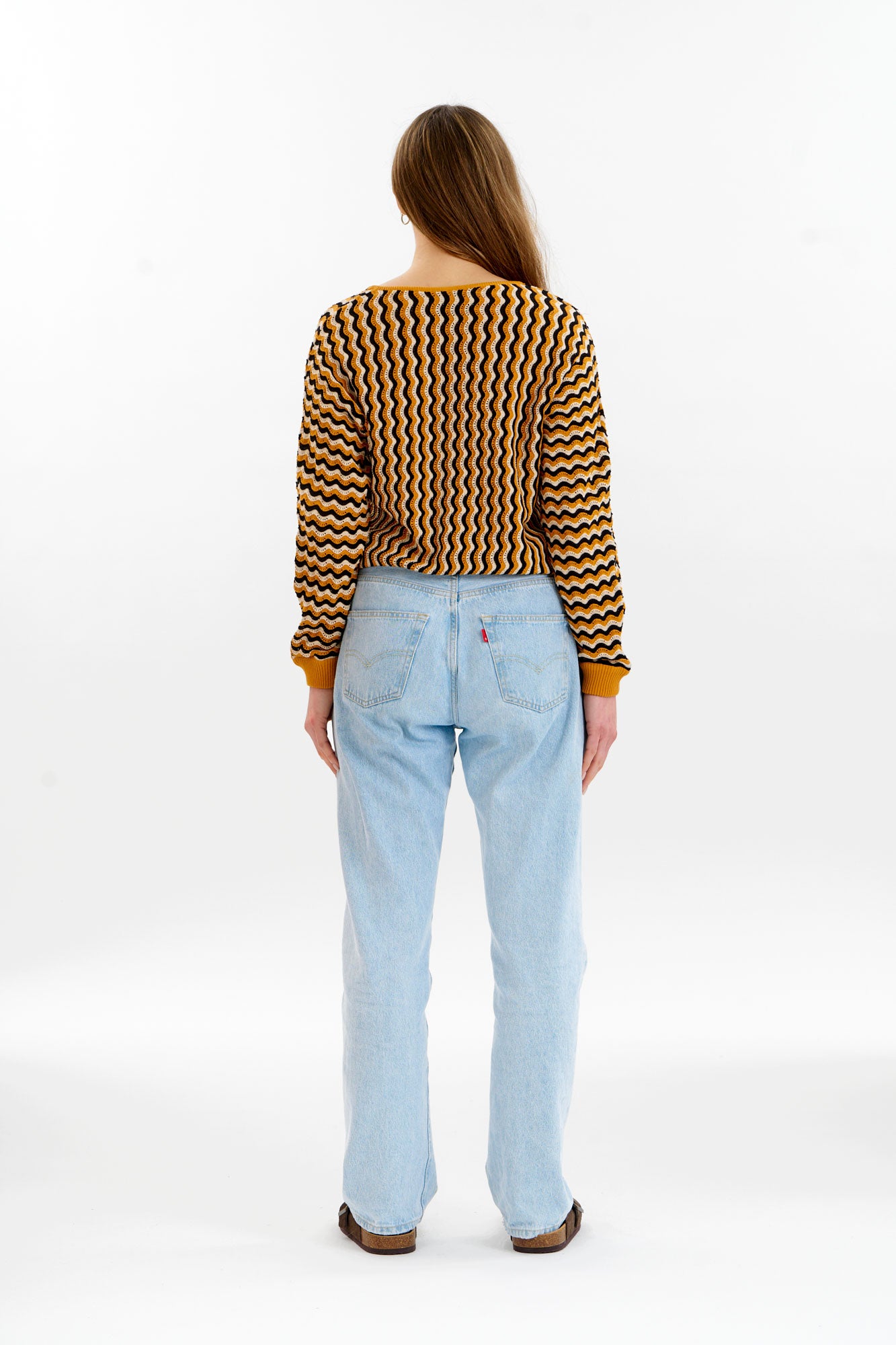 CLOVER Organic Cotton Pointelle Jumper - Mustard
