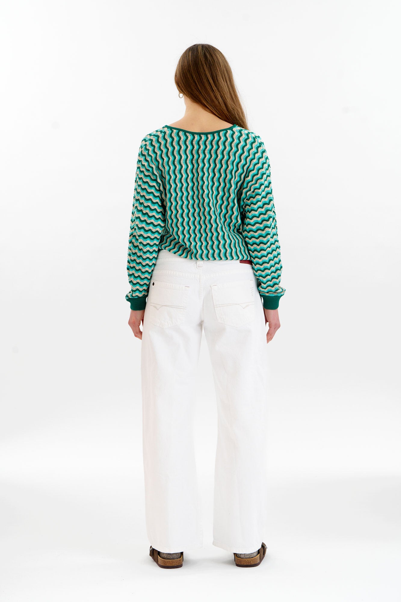 CLOVER Organic Cotton Pointelle Jumper - Green