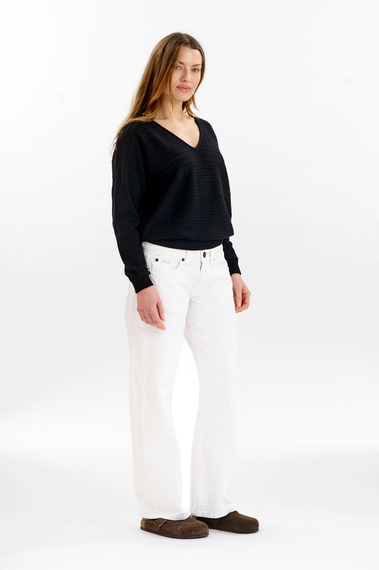 PIA Organic Cotton Pointelle Jumper - Black