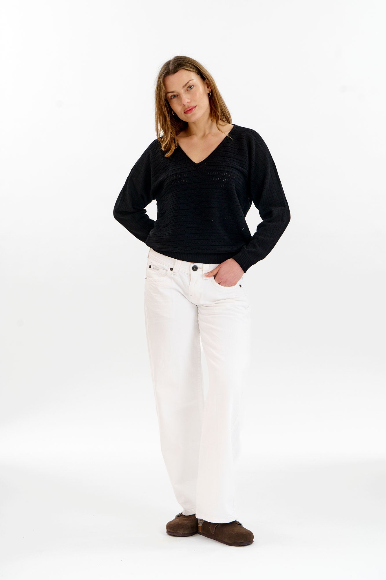 PIA Organic Cotton Pointelle Jumper - Black