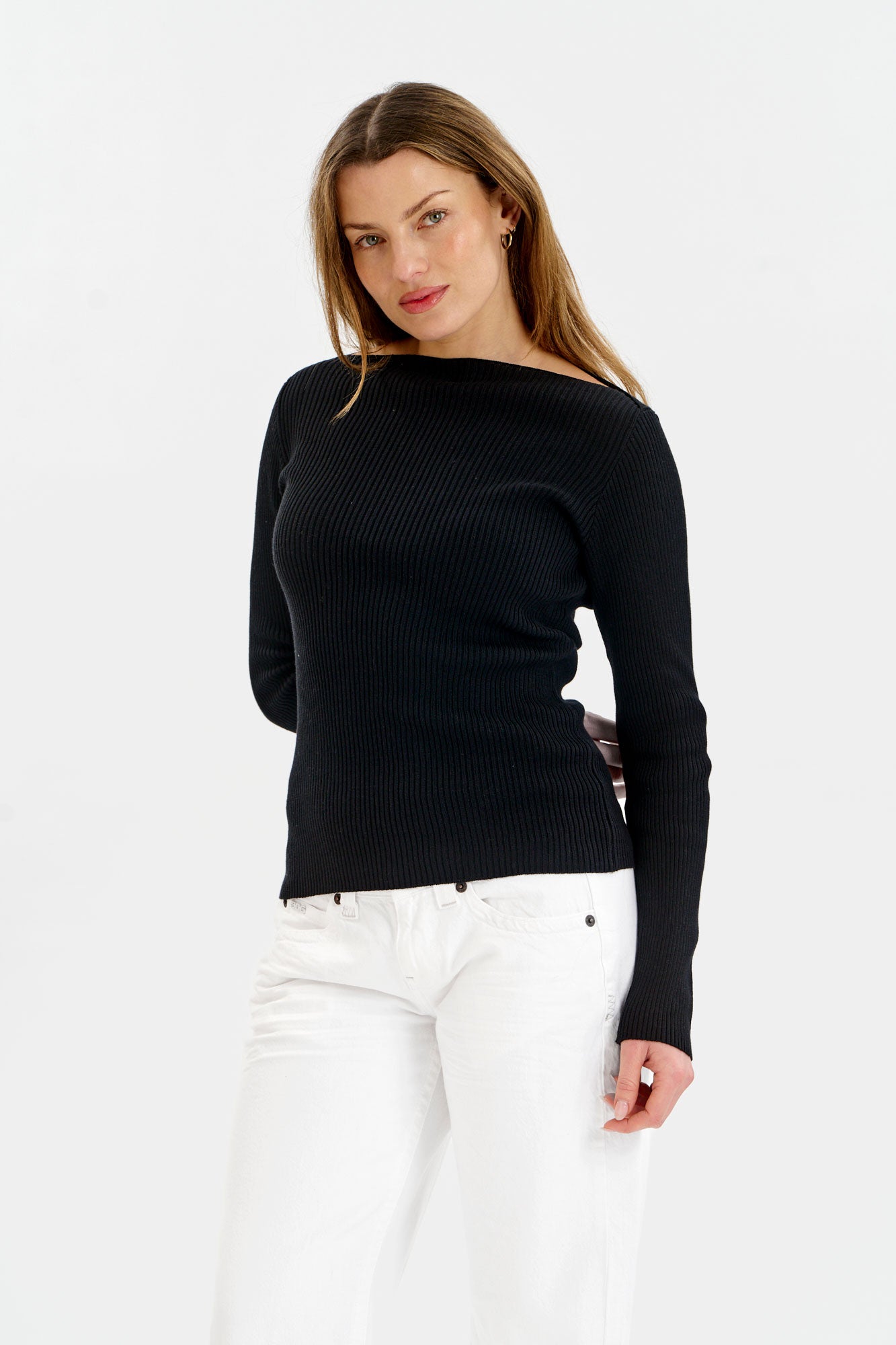 WASABI Organic Cotton Rib Knit Top - Black