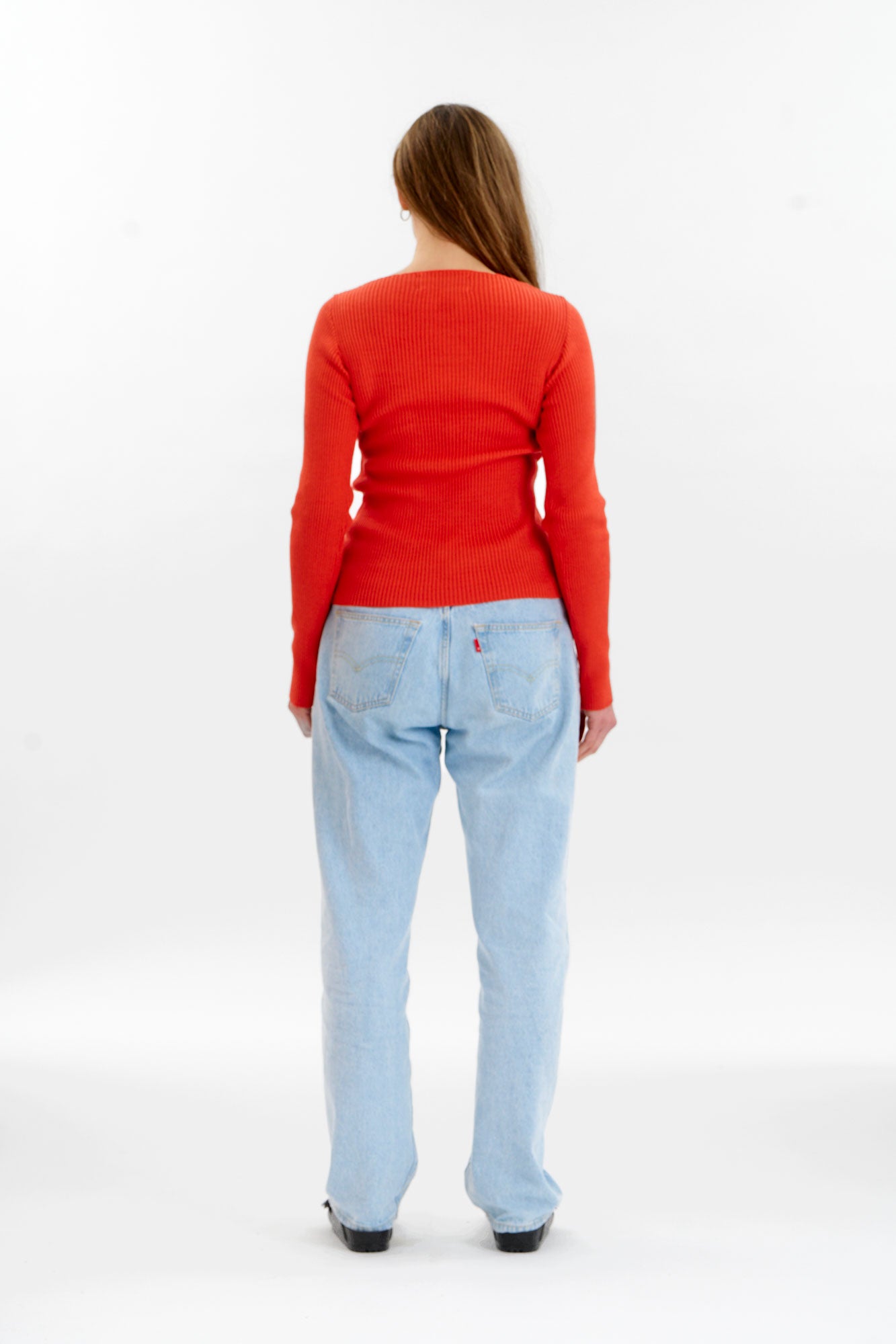 WASABI Organic Cotton Rib Knit Top - Red