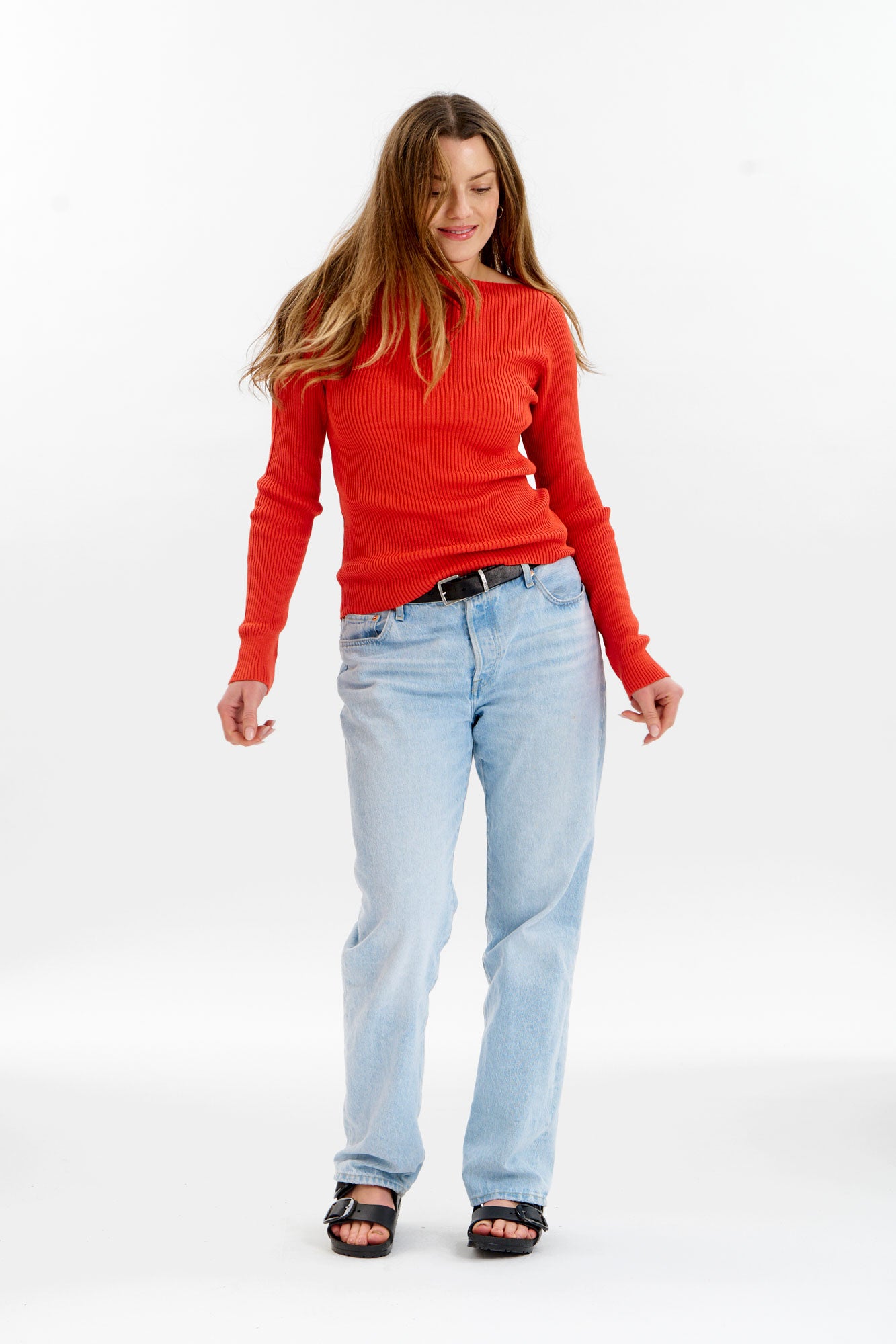 WASABI Organic Cotton Rib Knit Top - Red