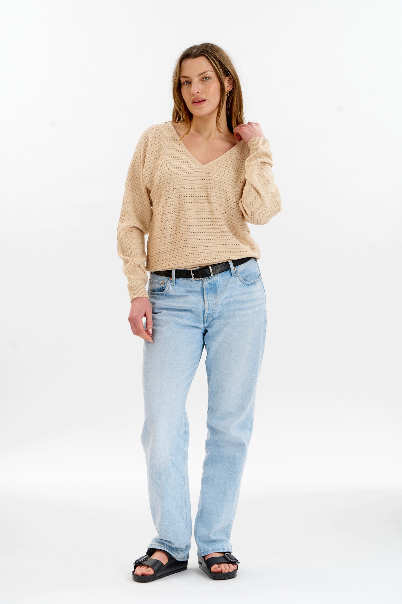 PIA Organic Cotton Pointelle Jumper - Cream