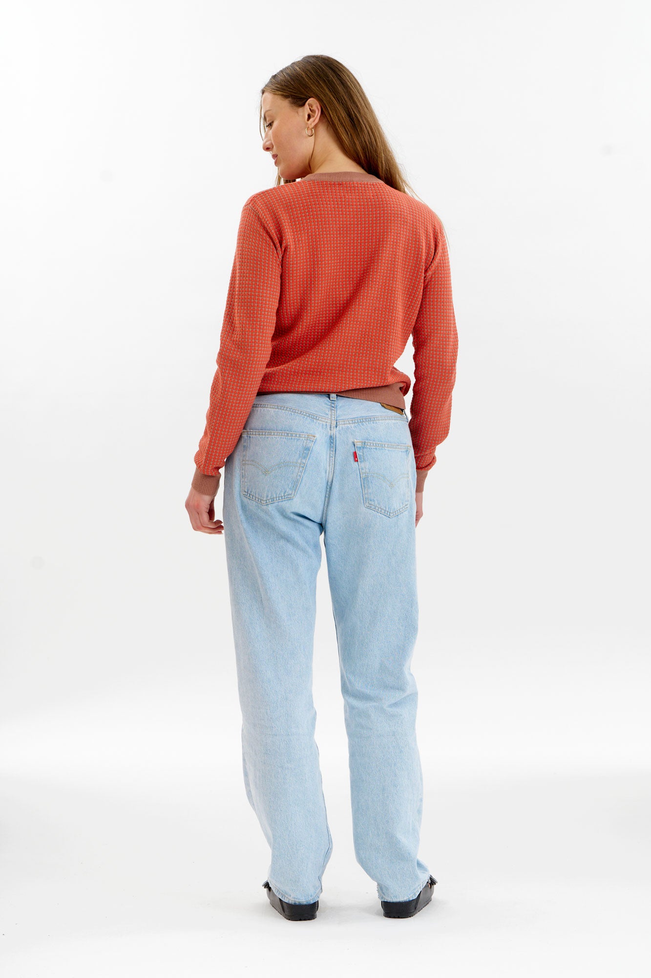 HANA Organic Cotton Jumper - Coffee & Red