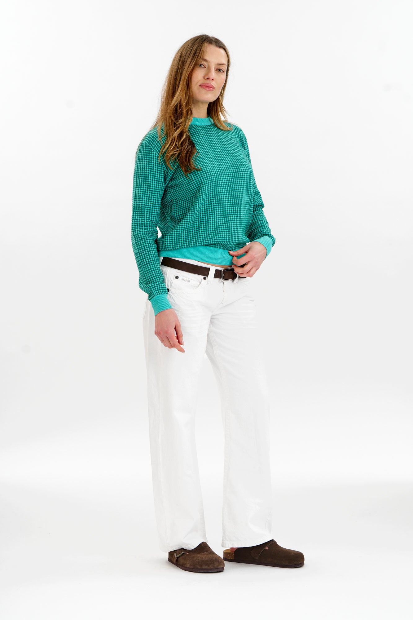 HANA Organic Cotton Jumper - Green & Cyan