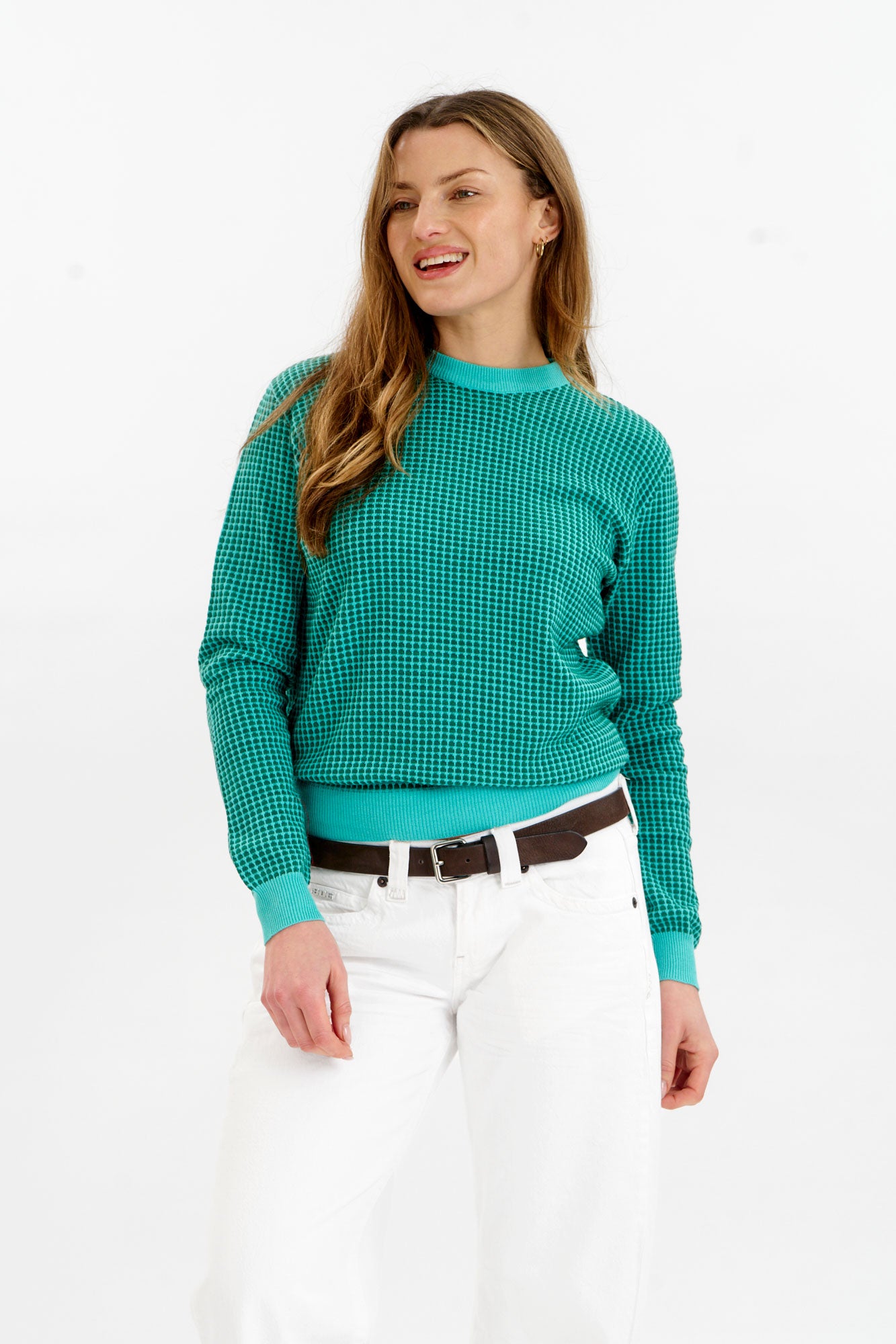 HANA Organic Cotton Jumper - Green & Cyan