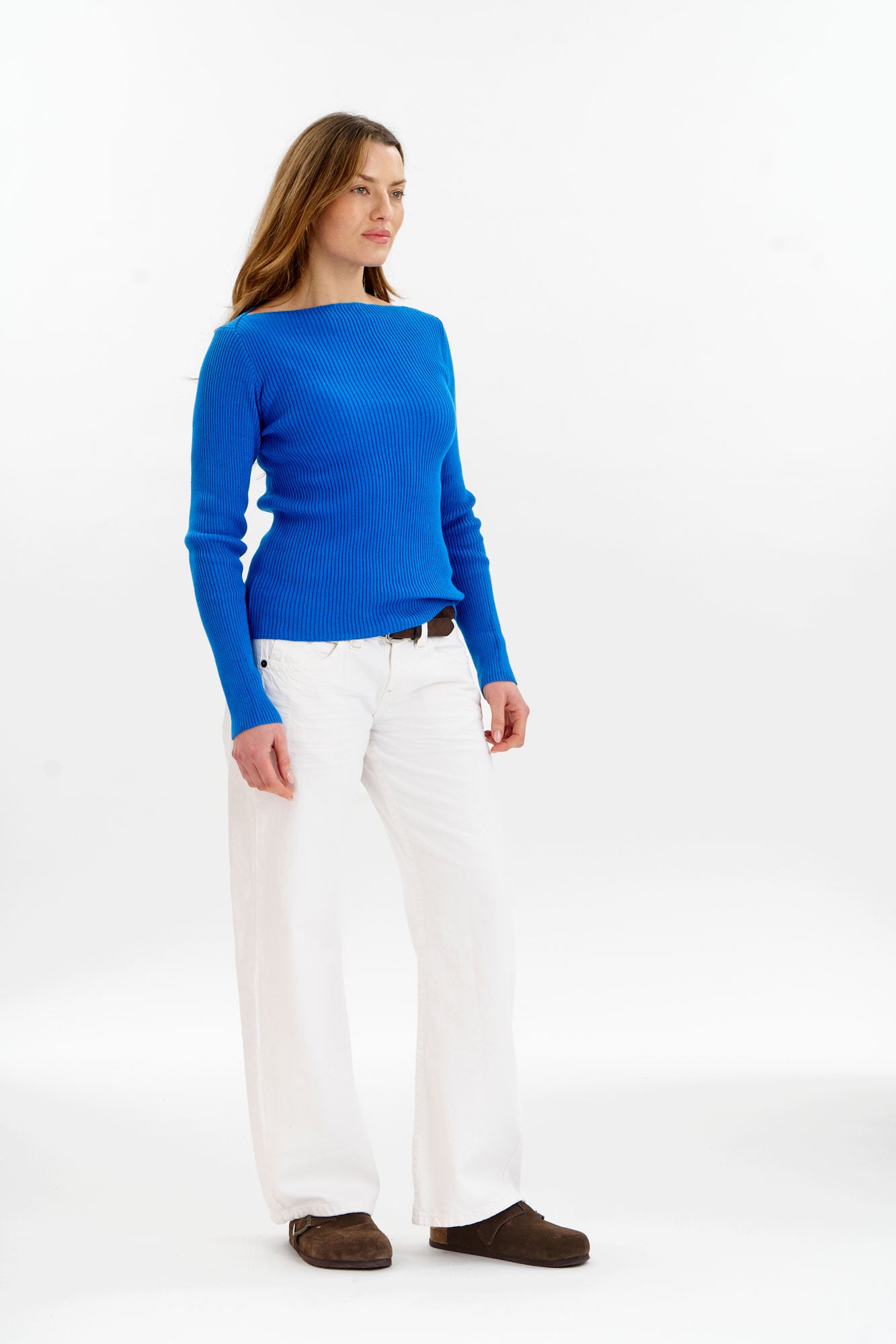 WASABI Organic Cotton Rib Knit Top - Blue