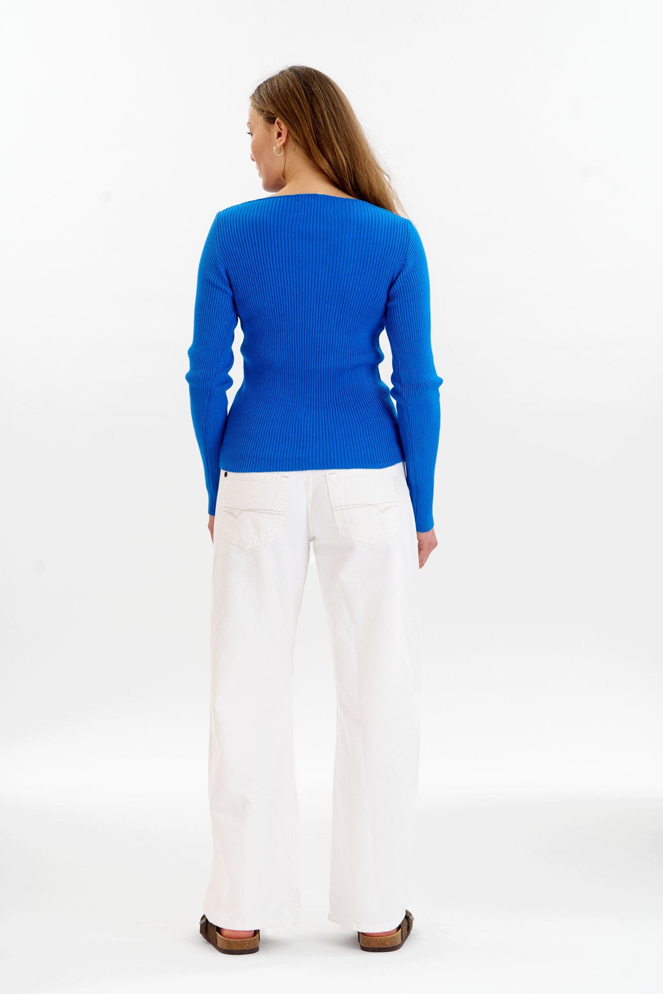 WASABI Organic Cotton Rib Knit Top - Blue