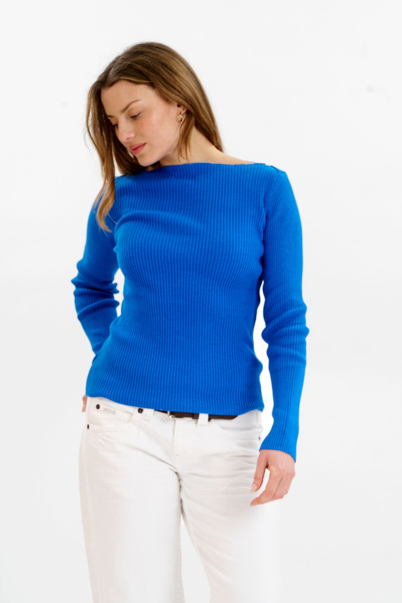 WASABI Organic Cotton Rib Knit Top - Blue