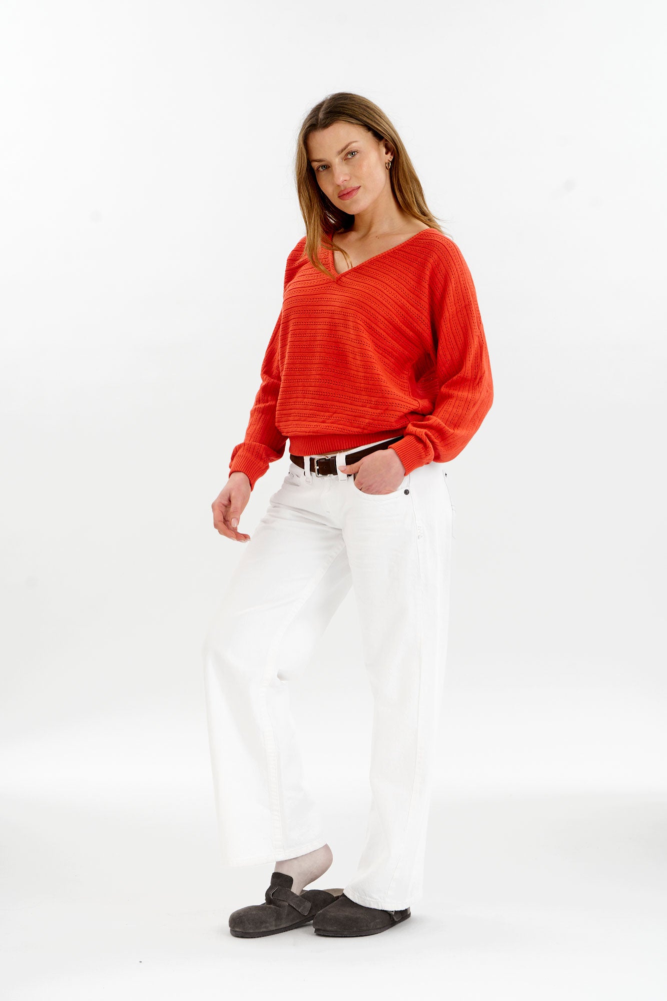 PIA Organic Cotton Pointelle Jumper - Red