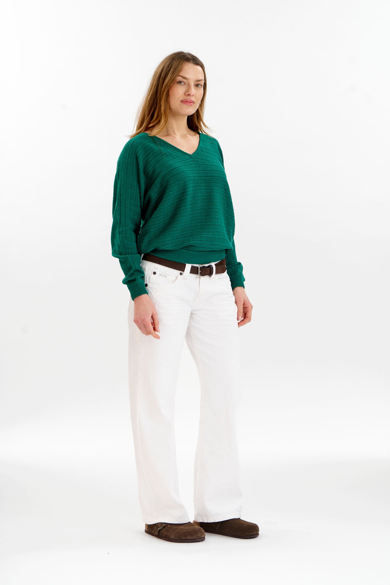PIA Organic Cotton Pointelle Jumper - Green