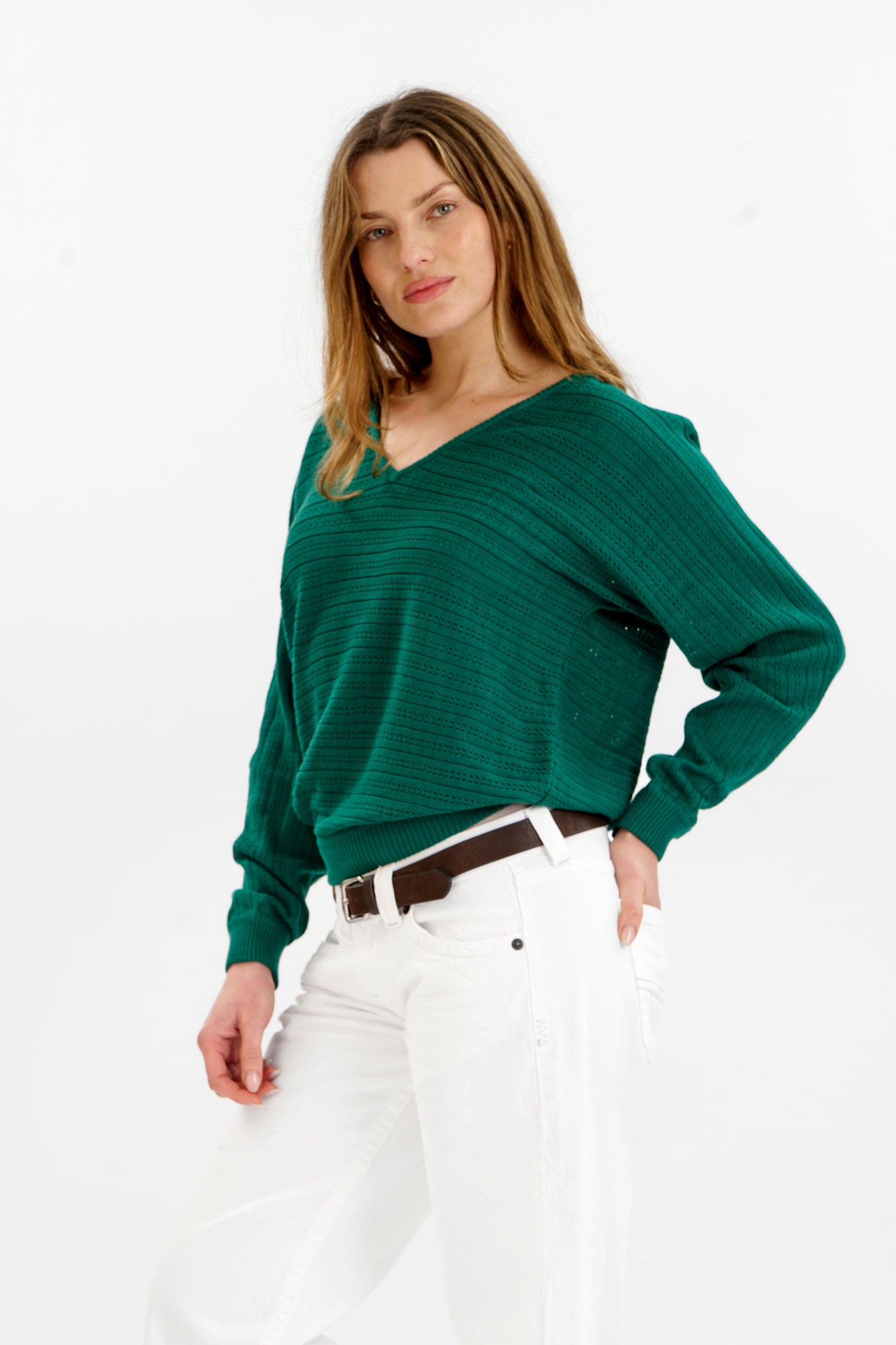 PIA Organic Cotton Pointelle Jumper - Green