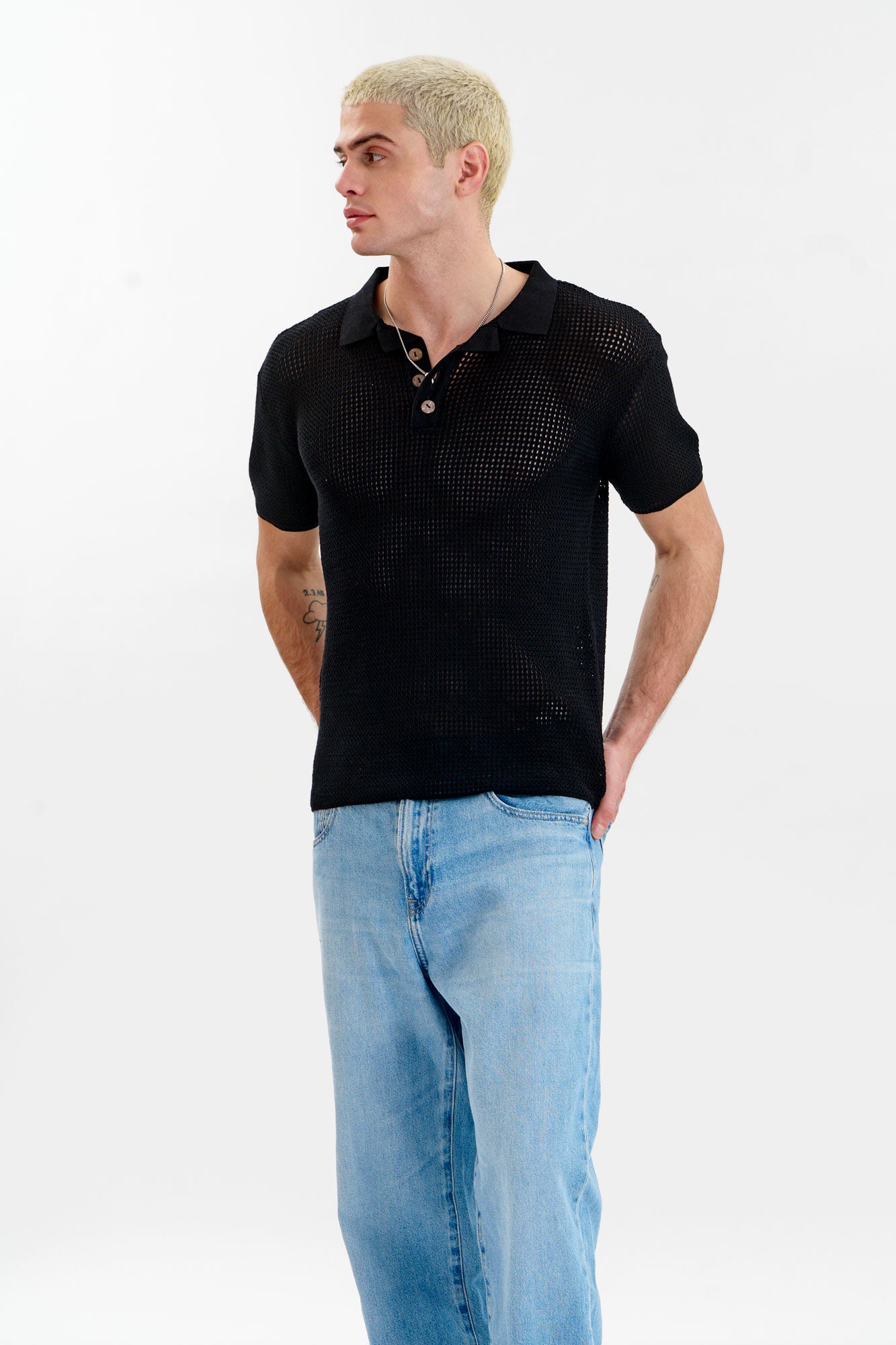 OLIVER Organic Cotton Knit Polo - Black