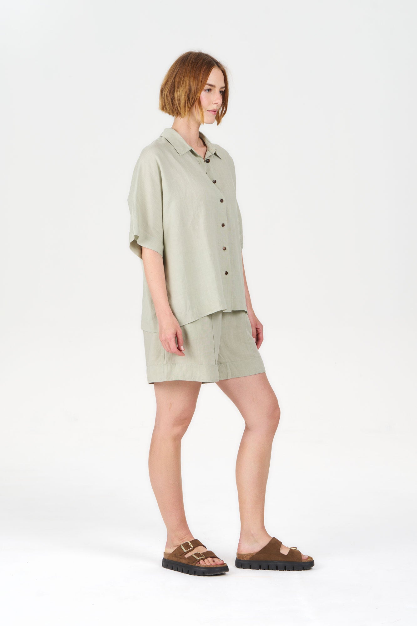 KIMONO Tencel Linen Shirt -Soft sage
