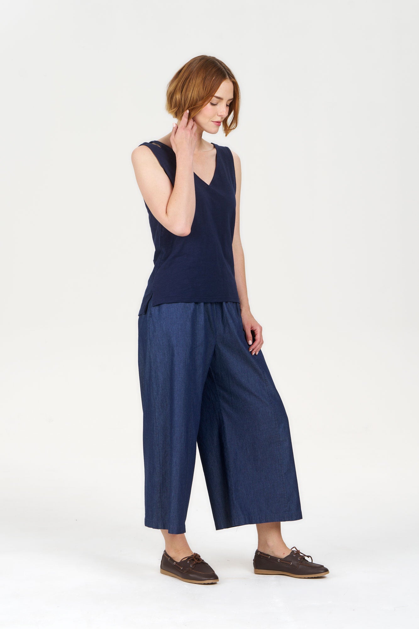 SANDER Organic Ramie Cotton Vest - navy