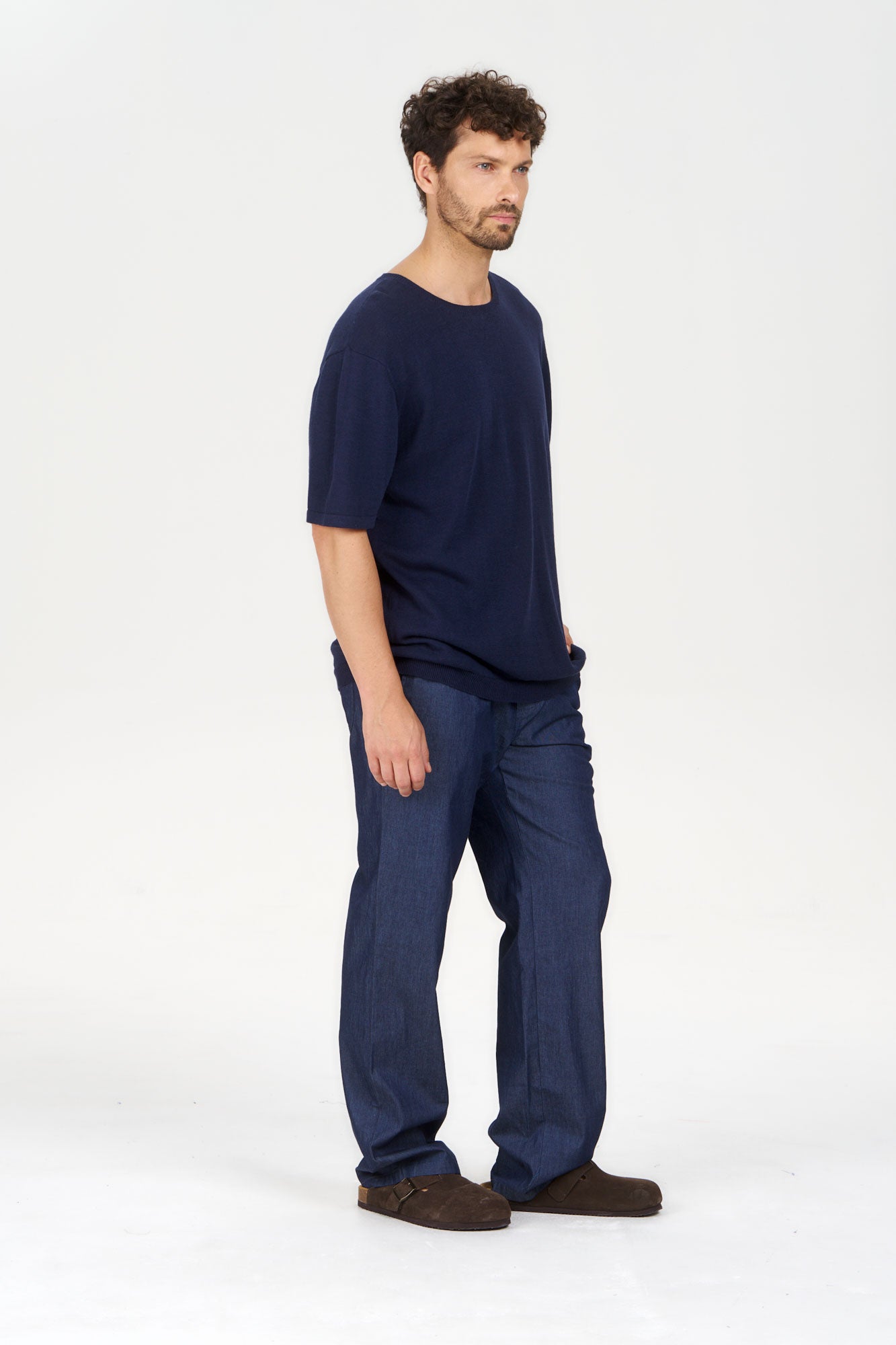 WALT Organic Ramie Cotton Tee - Navy