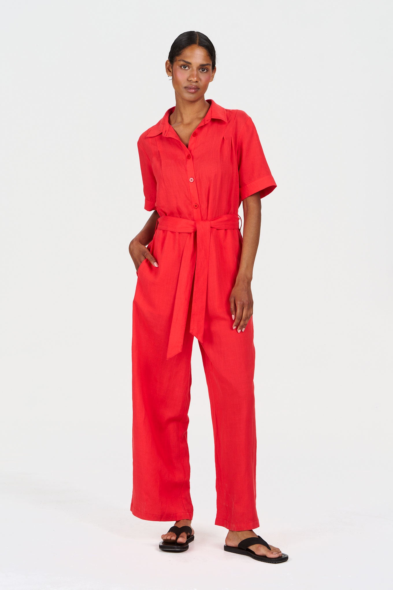 AMARIE Tencel Linen Jumpsuit - Coral