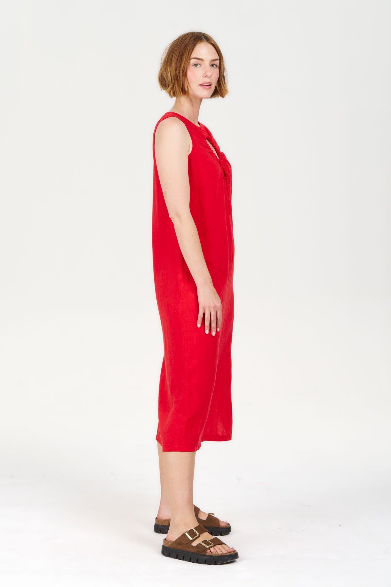 SHANTI Tencel Linen Dress - Coral