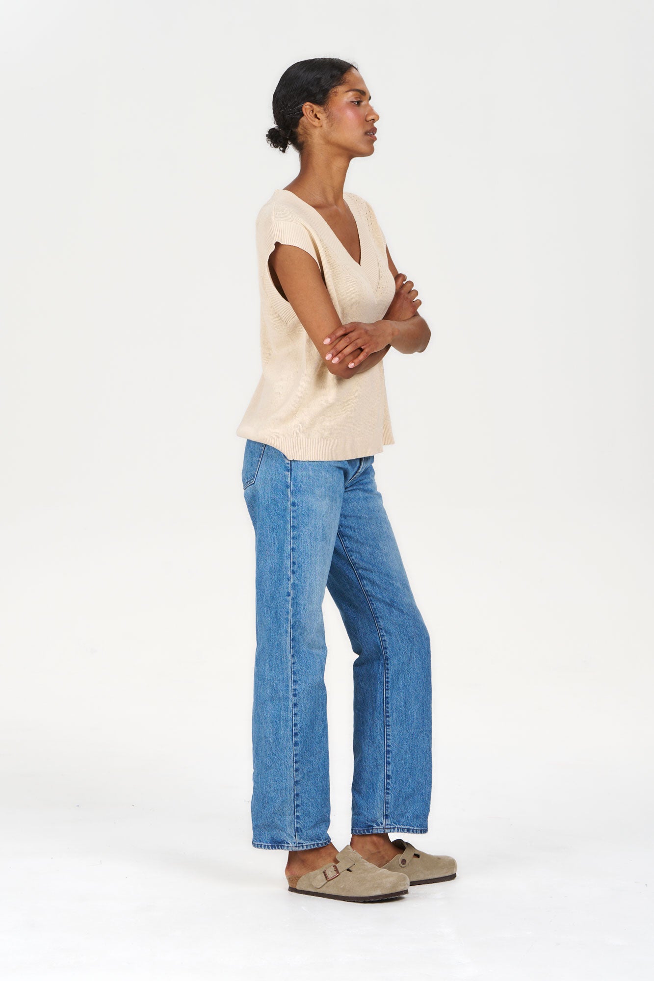 SANDER Organic Linen Cotton Vest - Sand