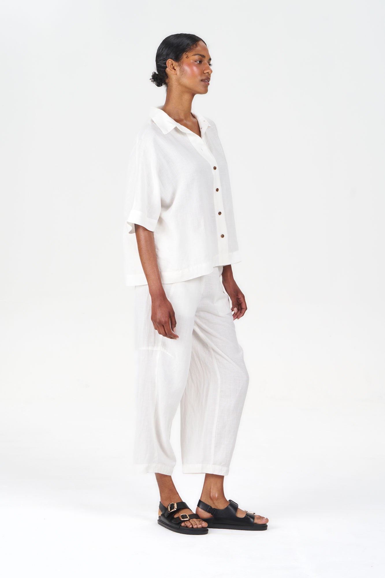 KIMONO Tencel Linen Shirt - White