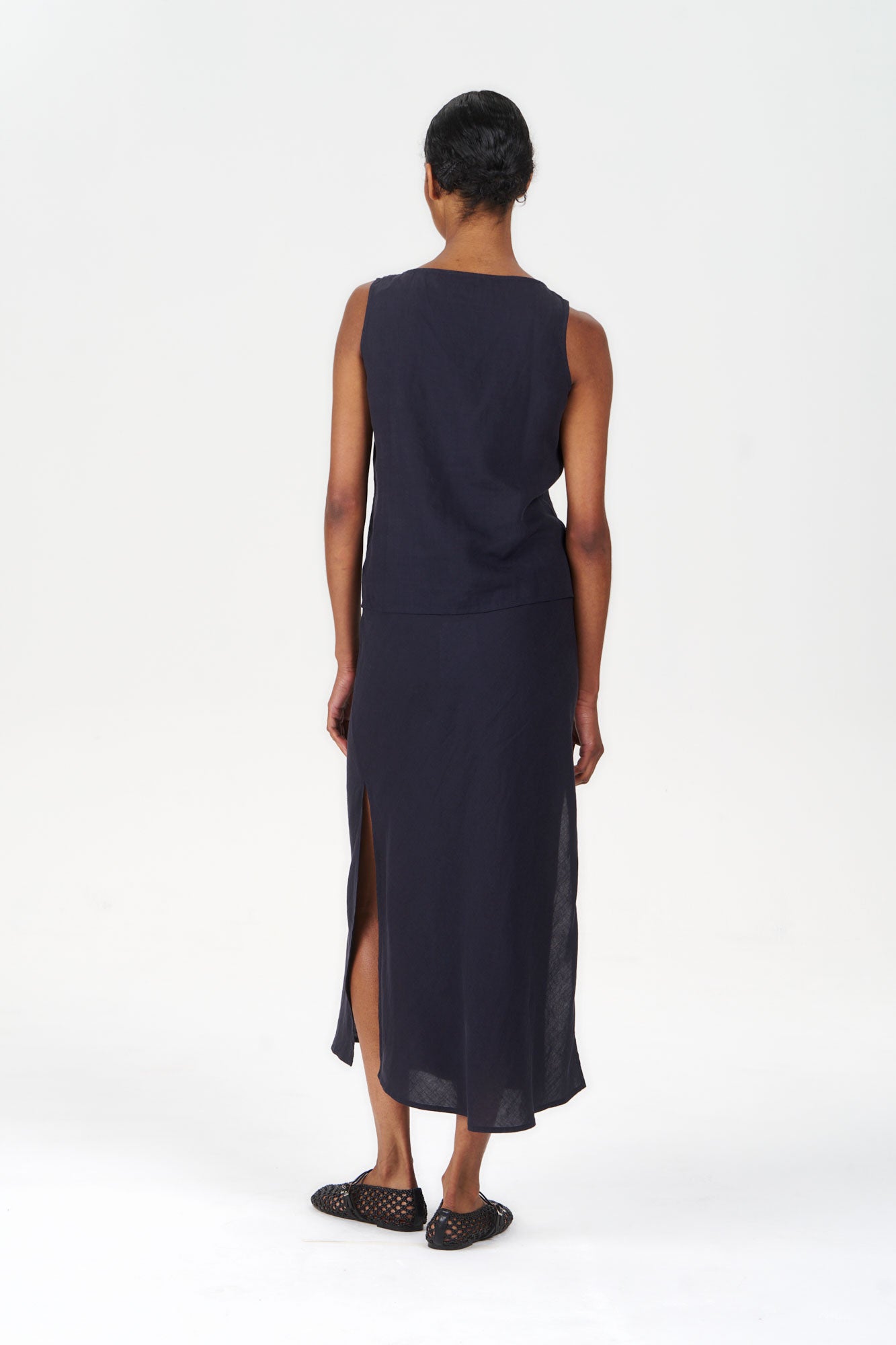 RAY Tencel Linen Skirt - Navy