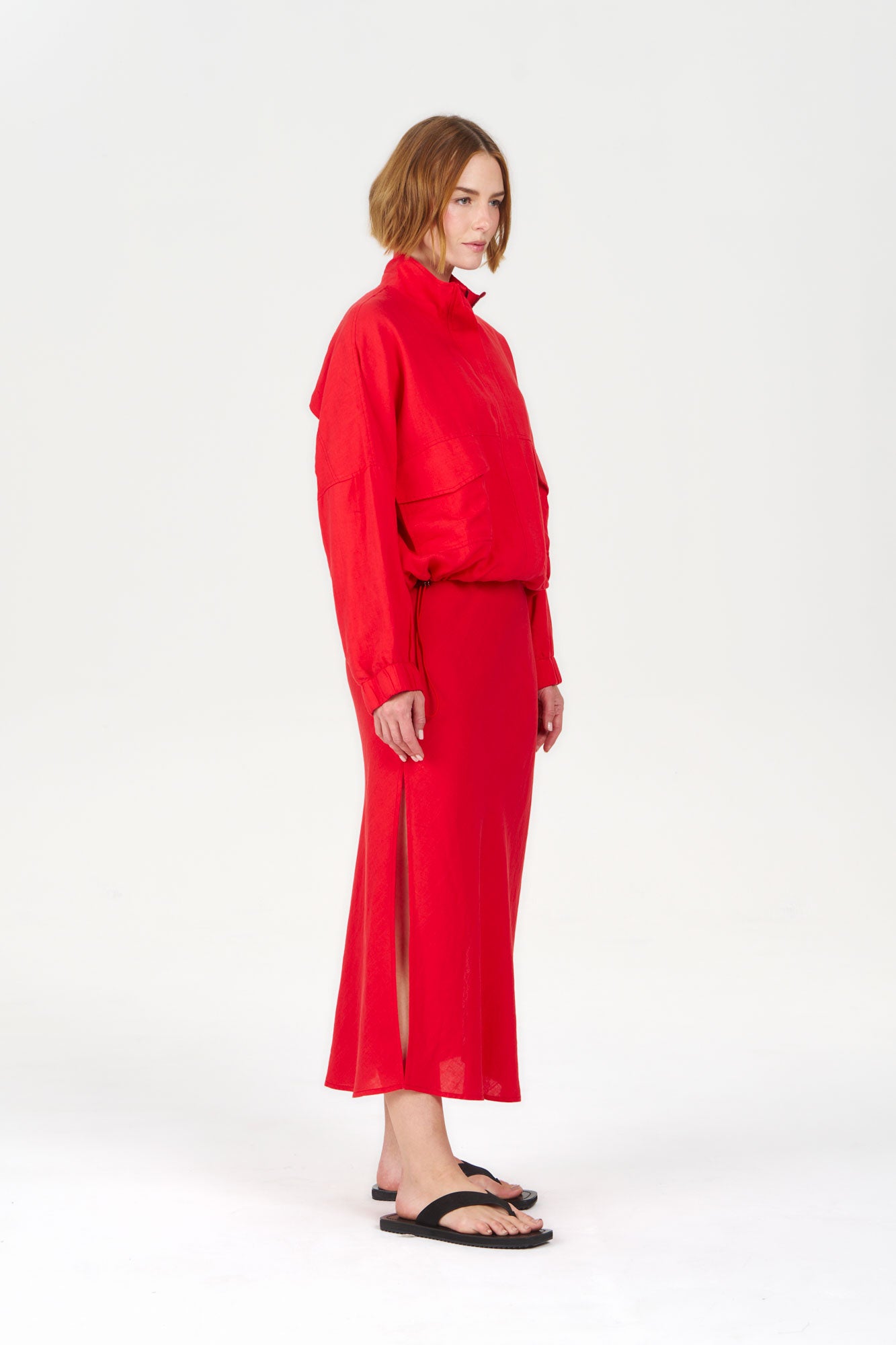 KOKO Tencel Linen Jacket - coral