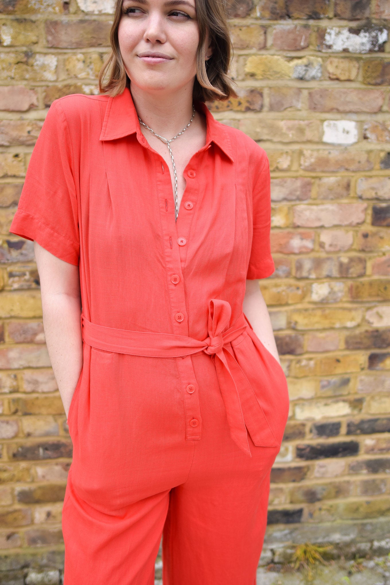 AMARIE Tencel Linen Jumpsuit - Coral