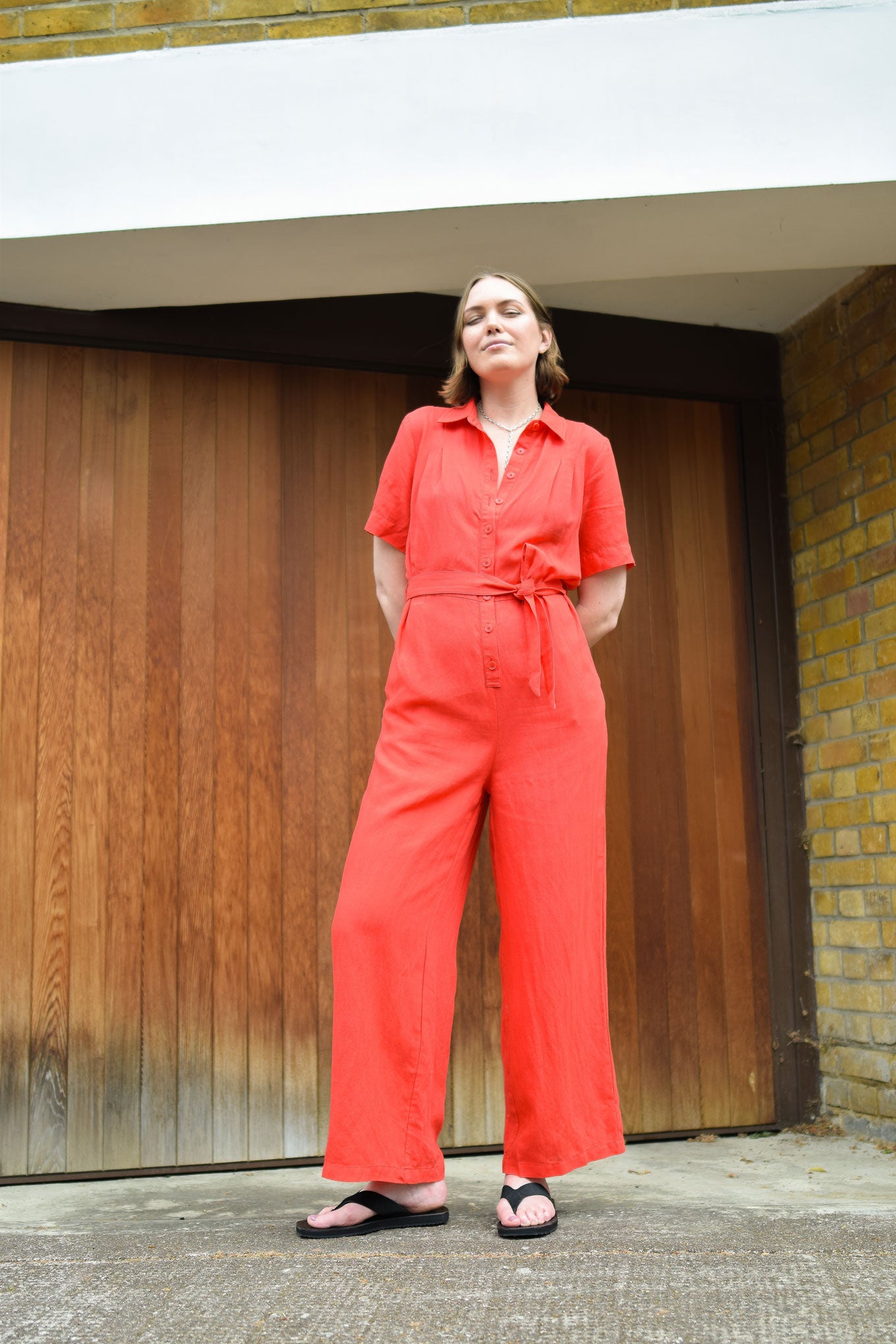 AMARIE Tencel Linen Jumpsuit - Coral