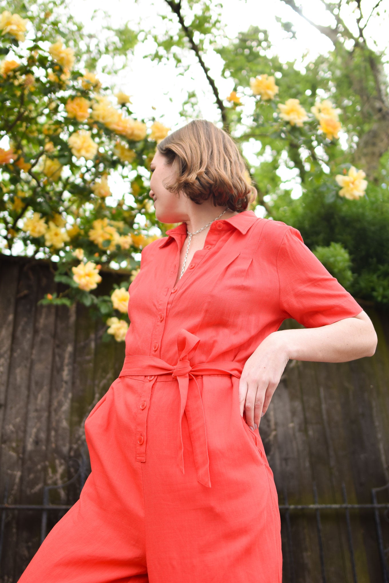 AMARIE Tencel Linen Jumpsuit - Coral