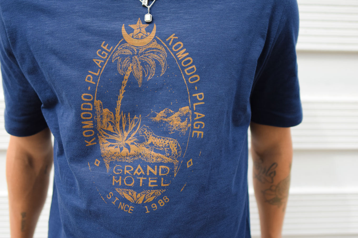 GRAND HOTEL Organic Cotton Tee - Navy