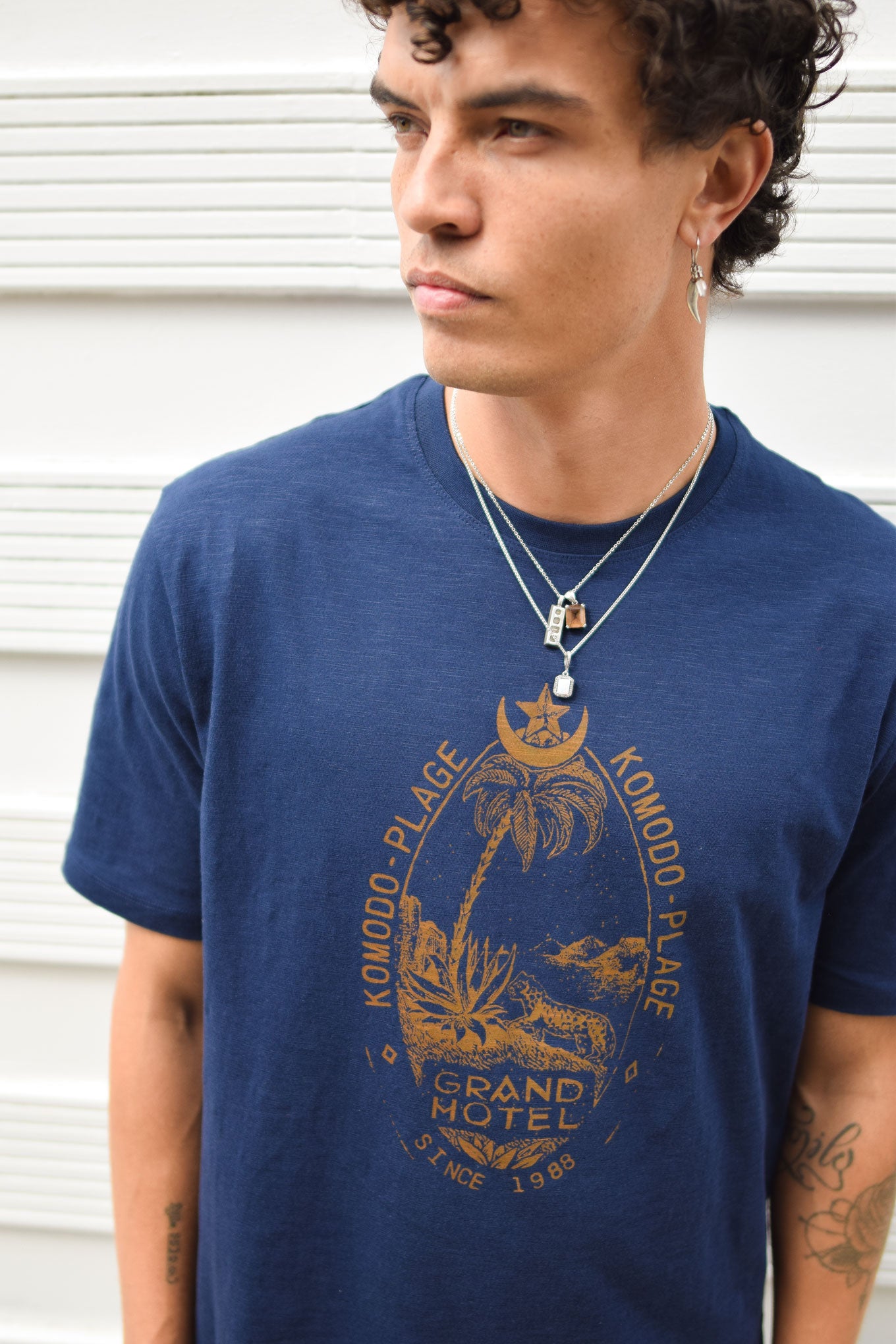 GRAND HOTEL Organic Cotton Tee - Navy