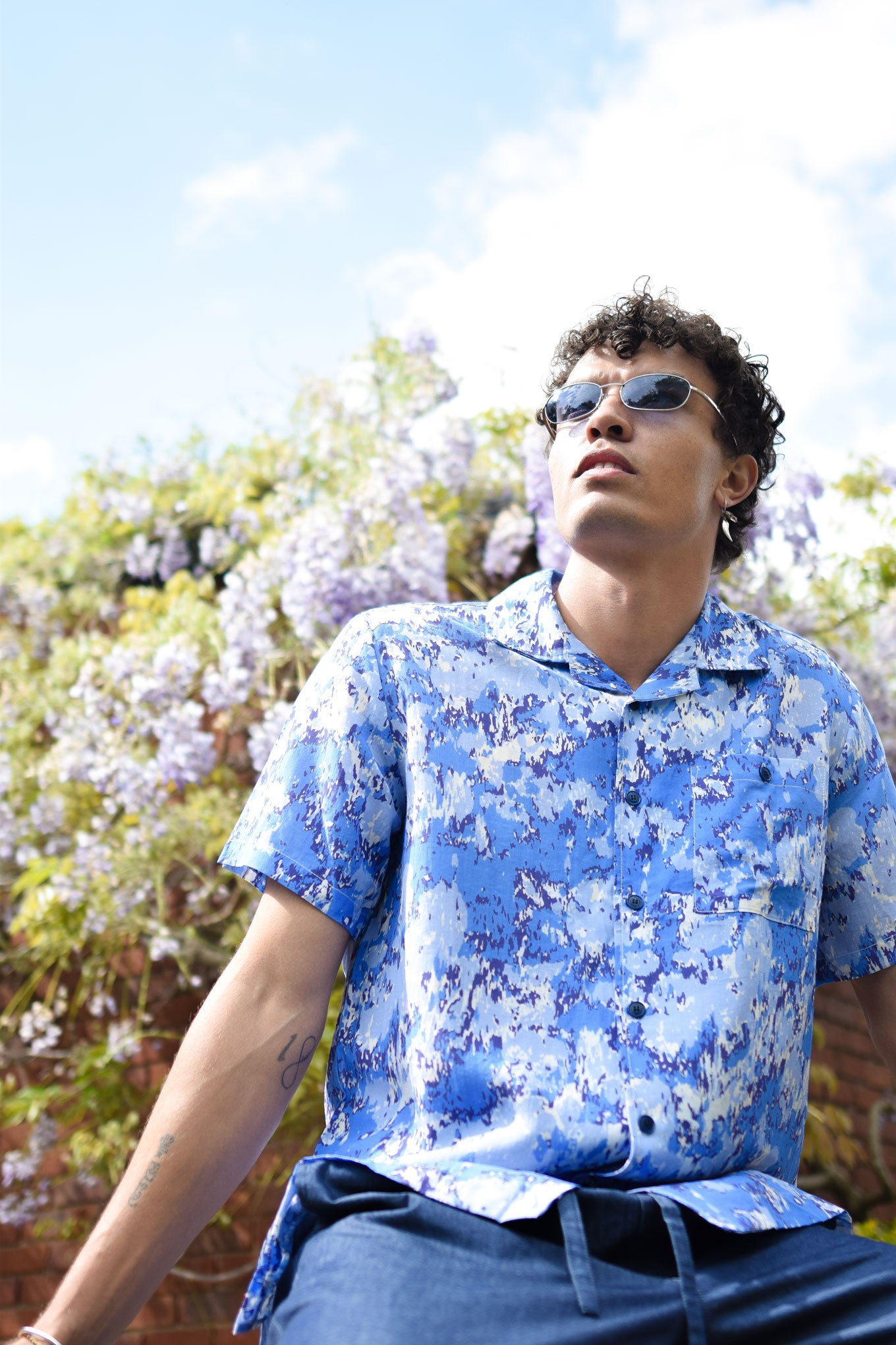 SPINDRIFT Printed Tencel Shirt - Acid Blue