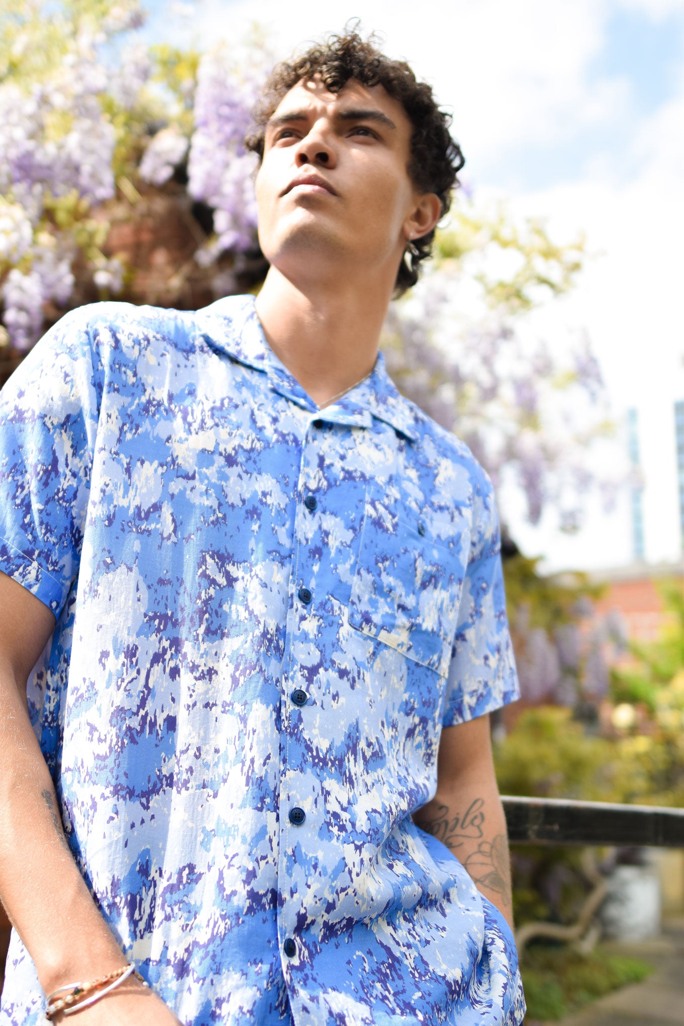 SPINDRIFT Printed Tencel Shirt - Acid Blue