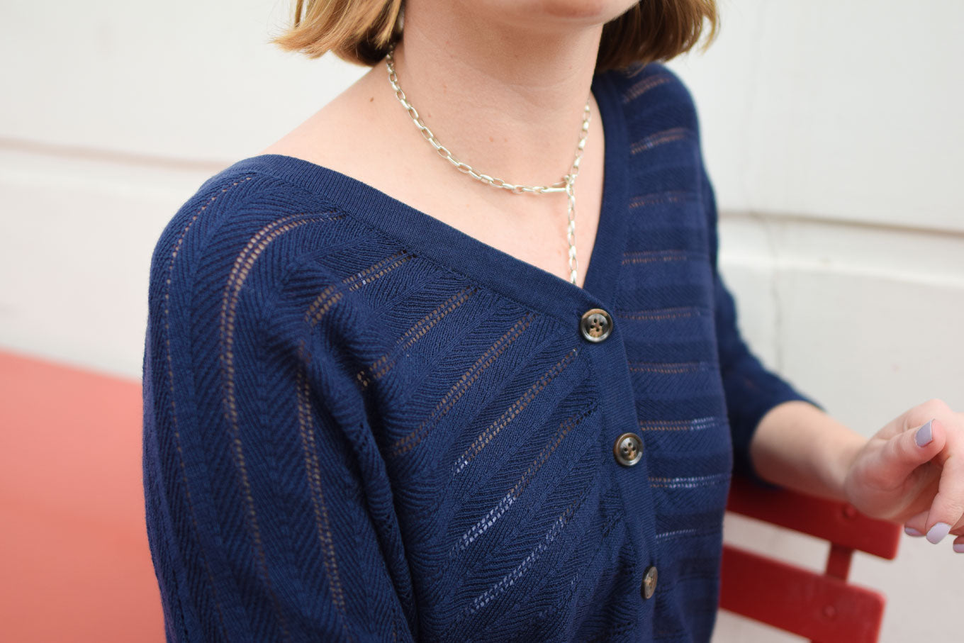 MALI Organic Ramie Cotton Batwing Jumper - Navy