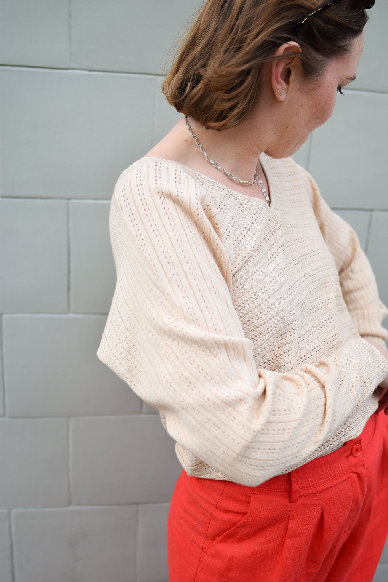 PIA Organic Cotton Pointelle Jumper - Cream