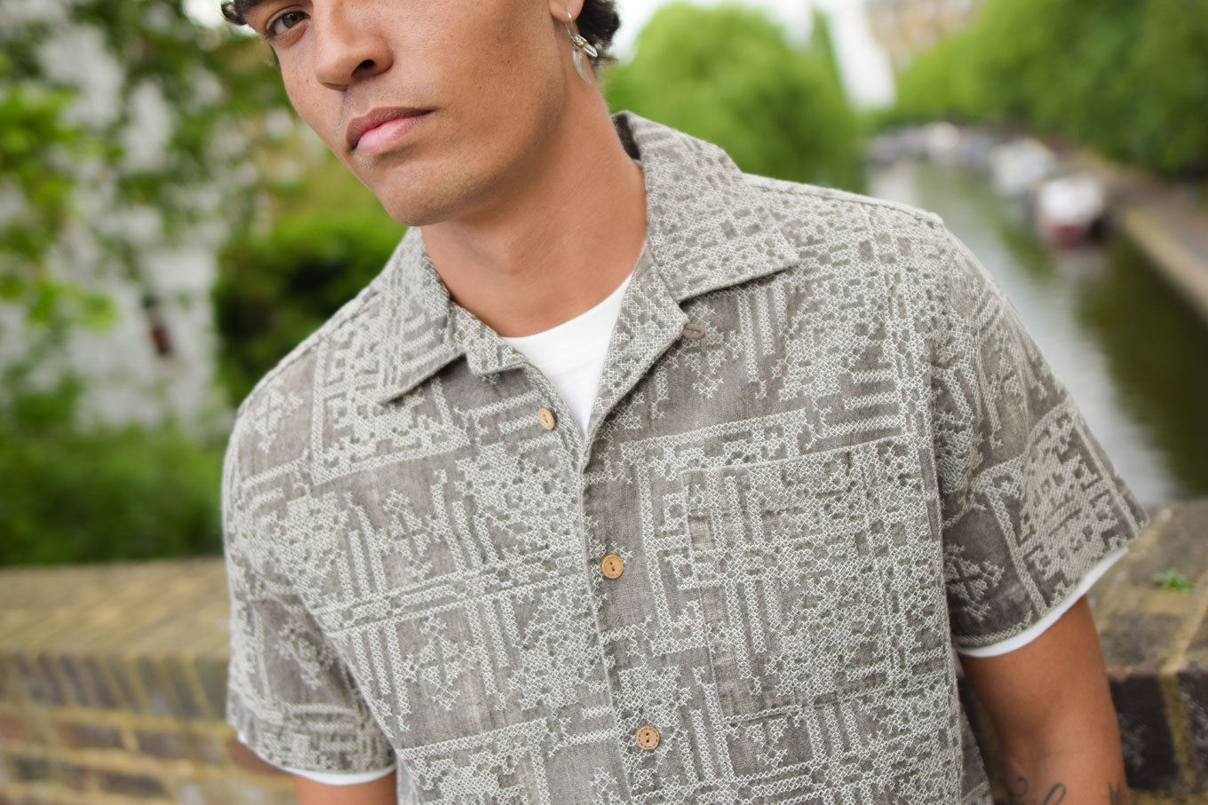 SPINDRIFT Embroidered Organic Linen Shirt