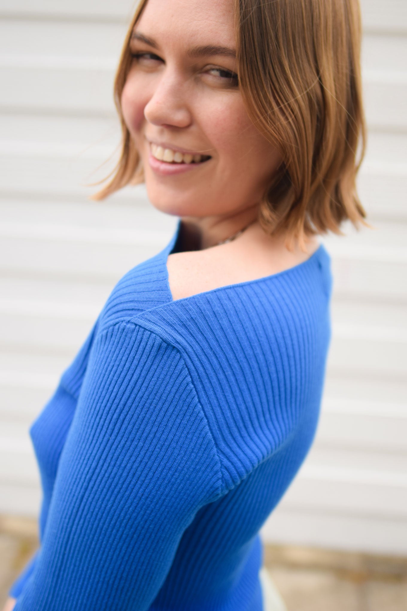 WASABI Organic Cotton Rib Knit Top - Blue