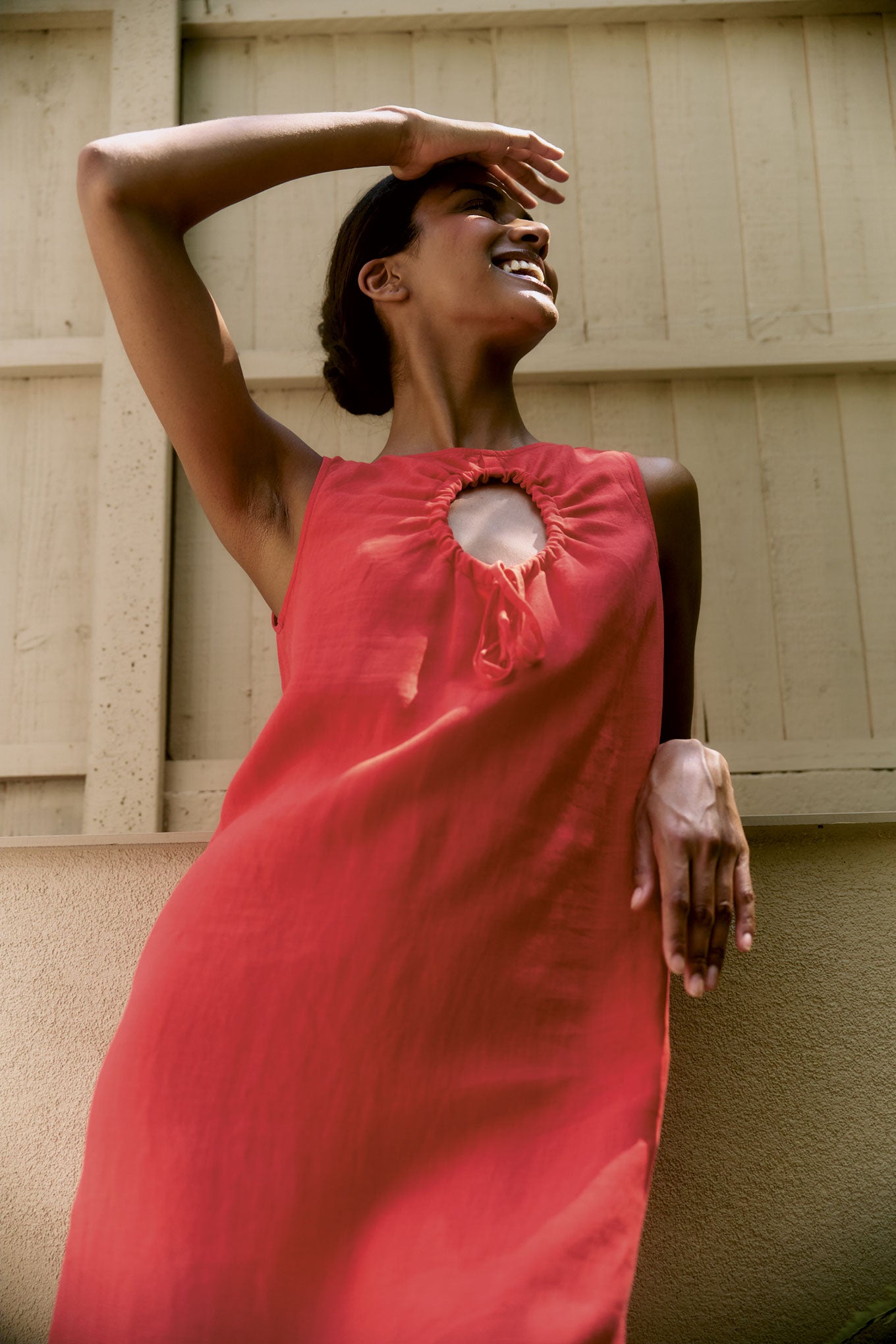SHANTI Tencel Linen Dress - Coral