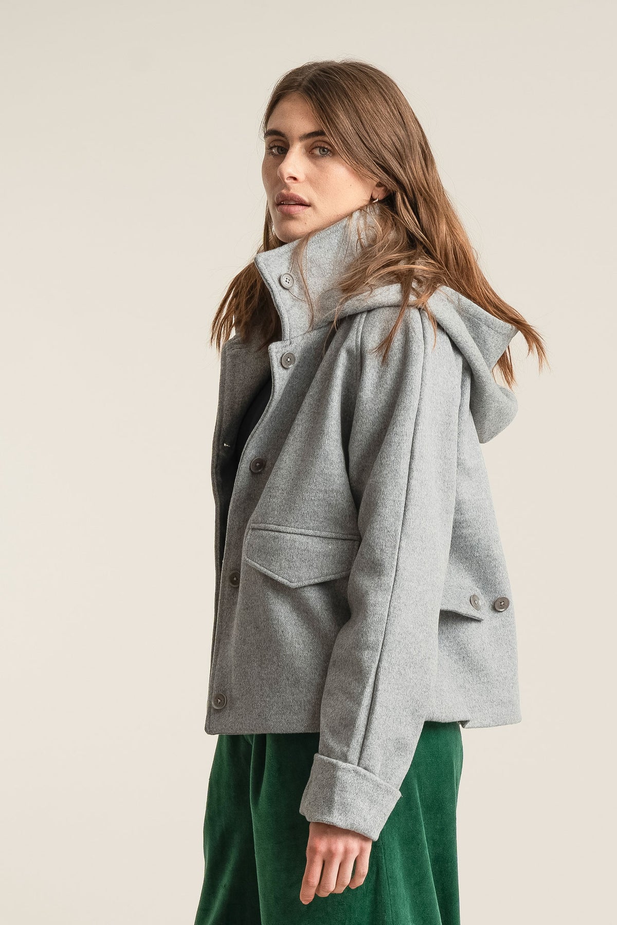 WICKER Recycled Wool Poly Coat - Grey