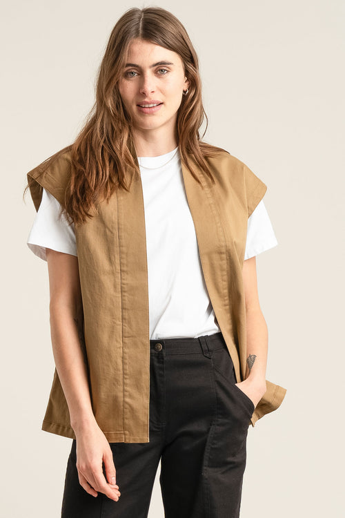 GEORGIE Organic Cotton Gilet - Olive