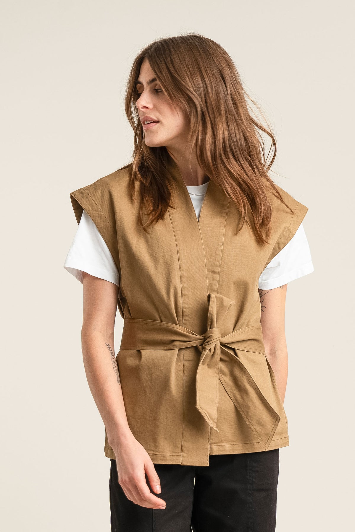 GEORGIE Organic Cotton Gilet - Olive