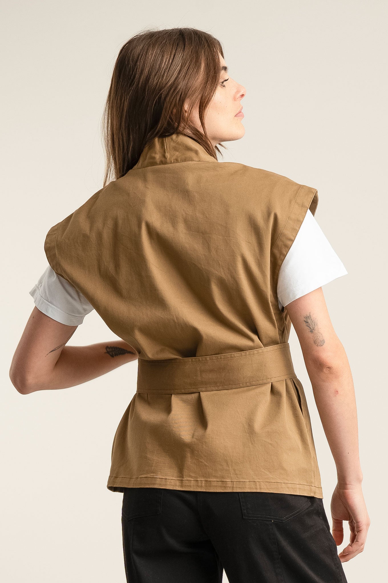 GEORGIE Organic Cotton Gilet - Olive