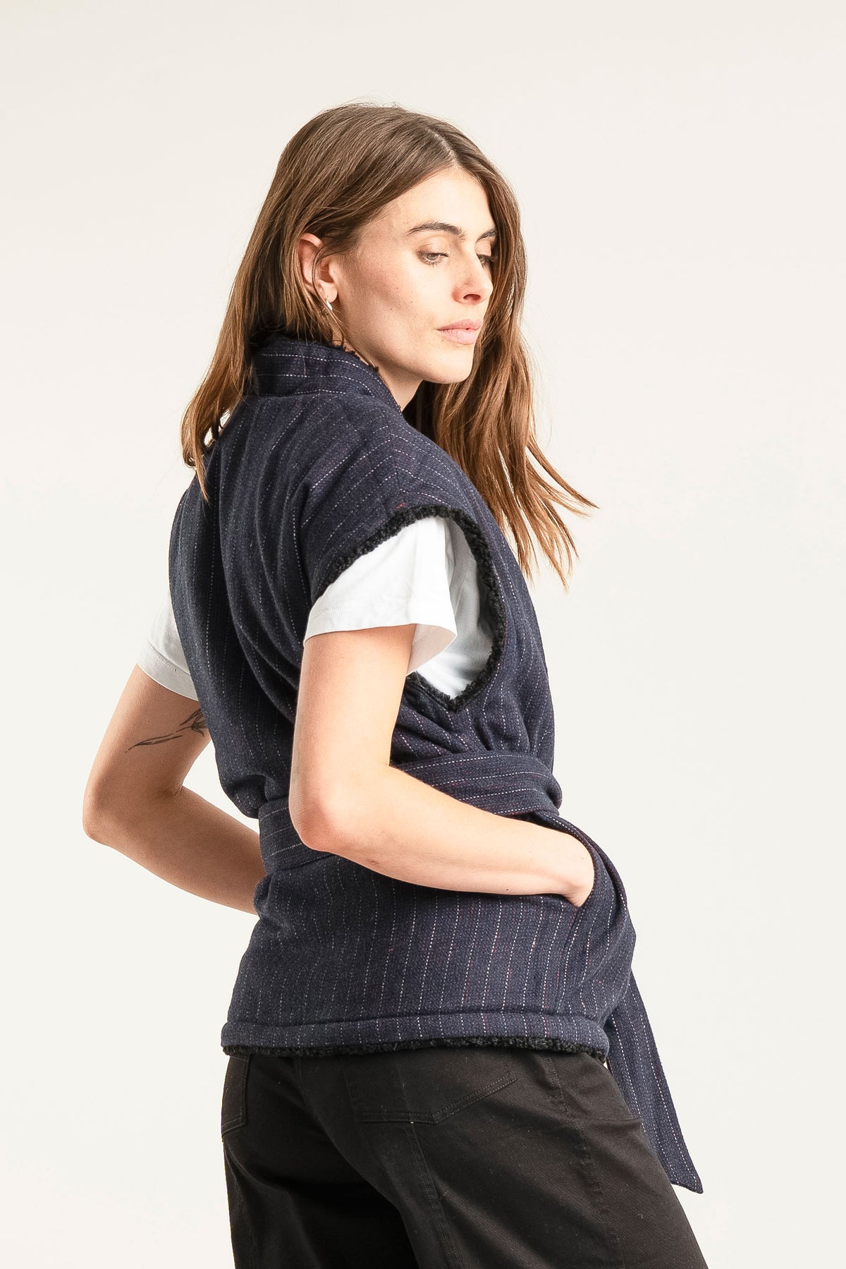 GEORGIE Reversible Recycled Fleece Gilet - Black