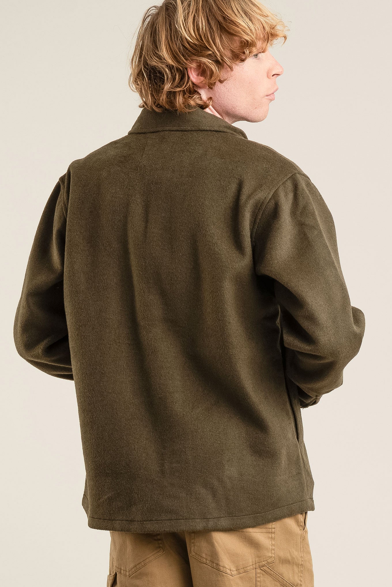 JOHAN Recycled Wool Poly Blend Over Shirt- Olive
