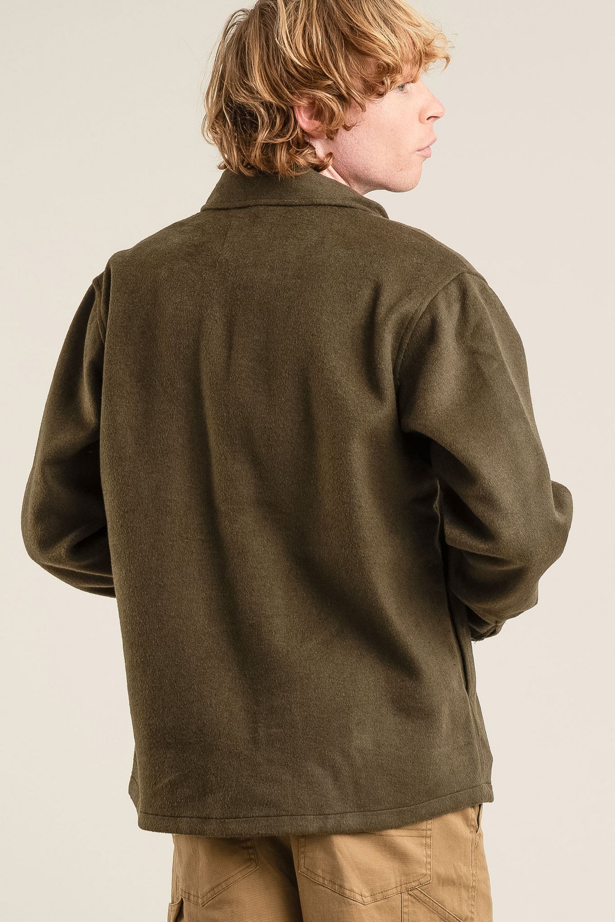 JOHAN Recycled Wool Poly Blend Over Shirt- Olive
